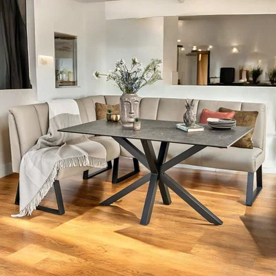 Woods Furniture Eastcote Black 150cm Dining Table with Sonoma Corner Bench