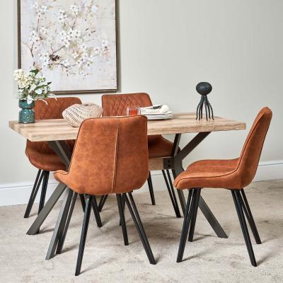 Woods Furniture Kamala 140cm Dining Table and 4 Finnick Dining Chairs - Tan