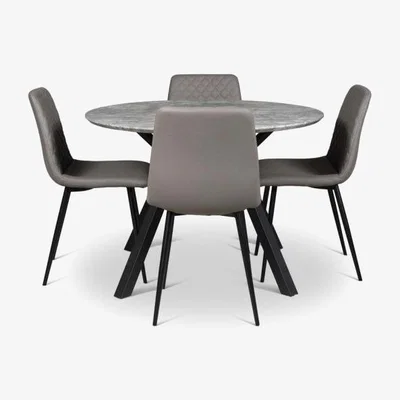 Woods Furniture Rocca Round Dining Table Ripley Chairs x4 Truffle