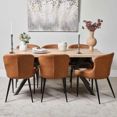 Woods Furniture Kamala 180cm Dining Table and 6 Carlton Dining Chairs - Tan