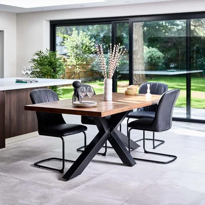 Woods Furniture Soho 200cm Dining Table and 4 Firenza Dining Chairs - Black