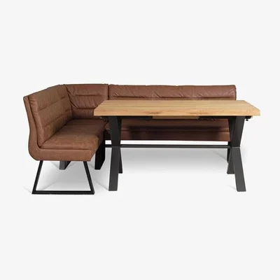 Woods Furniture Industrial Oak Dining Table 150cm Industiral Corner Bench Tan