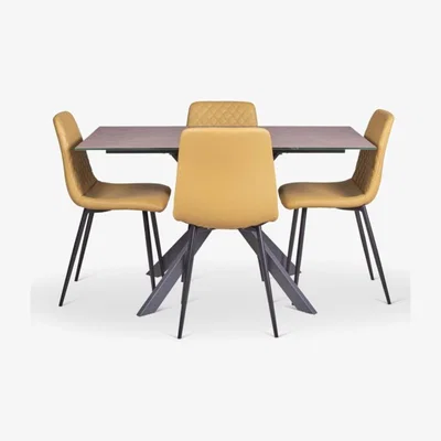 Woods Furniture Paulo Dining Table 135cm Ripley Chairs x4 Mustard