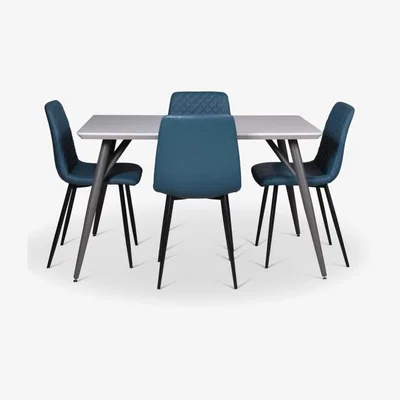 Woods Furniture Logan Dining Table 130cm Ripley Chairs x4 Teal