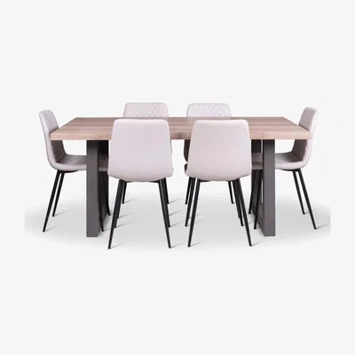 Woods Furniture Burton Dining Table 180cm Ripley Chairs x6 Chalk