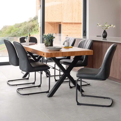 Woods Furniture Urban 180cm Dining Table with 6 Firenza Chairs in Black