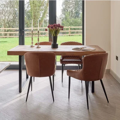 Woods Furniture Adelaide 180cm Dining Table with 4 Carlton Chairs in Tan