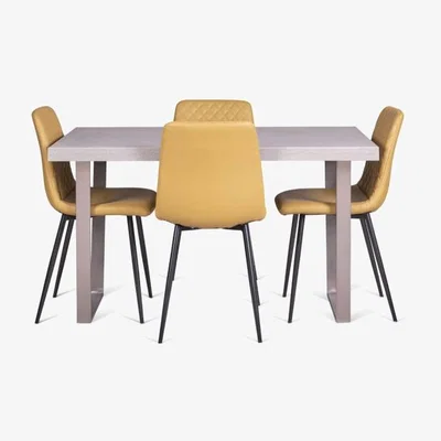 Woods Furniture Phoenix Dining Table 135cm Ripley Chairs x4 Mustard