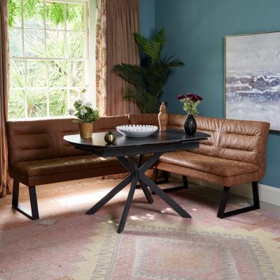 Woods Furniture Toscana Black Motion Table with Industrial Corner Bench - Tan
