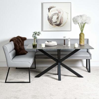 Woods Furniture Eastcote Black 150cm Dining Table and Paulo Corner Bench RHF - Grey