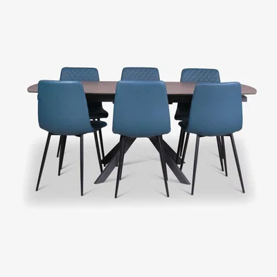 Woods Furniture Paulo Motion Dining Table Ripley Chairs x6 Teal