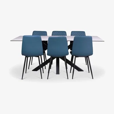 Woods Furniture Eastcote Dining Table 200cm Ripley Chairs x6 Teal