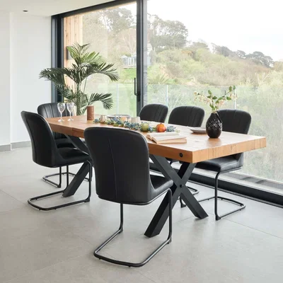 Woods Furniture Urban 180-240cm Extending Dining Table with 6 Firenza Chairs in Black
