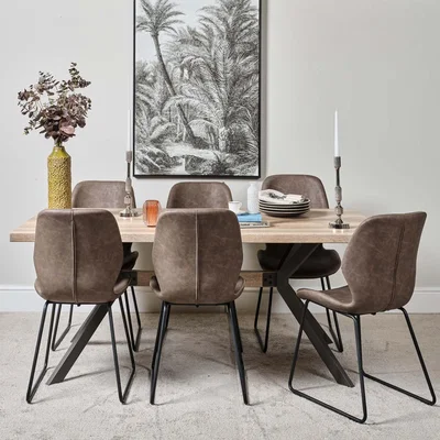 Woods Furniture Kamala 180cm Dining Table and 6 Callum Dining Chairs - Dark Brown