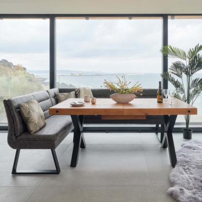 Woods Furniture Urban 180-240cm Extending Dining Table with Industrial Corner Bench in Grey