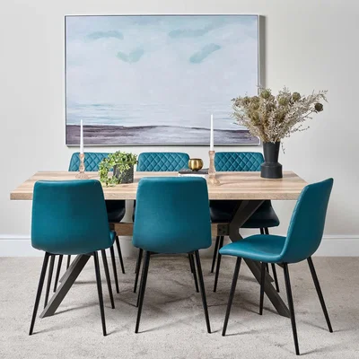 Woods Furniture Kamala 180cm Dining Table and 6 Ripley Dining Chairs - Teal