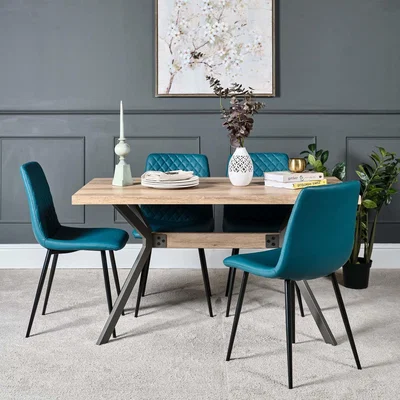 Woods Furniture Kamala 140cm Dining Table and 4 Ripley Dining Chairs - Teal