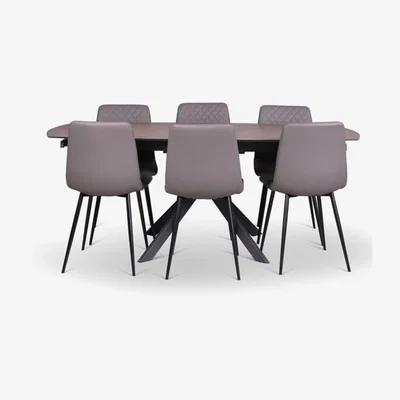 Woods Furniture Paulo Motion Dining Table Ripley Chairs x6 Truffle