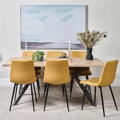 Woods Furniture Kamala 180cm Dining Table and 6 Ripley Dining Chairs - Mustard