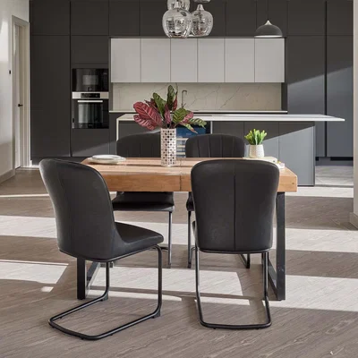 Woods Furniture Adelaide 140-180cm Extending Dining Table with 4 Firenza Chairs in Black