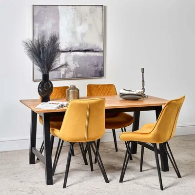 Woods Furniture Bromley 160cm Dining Table and 4 Chase Dining Chairs - Gold