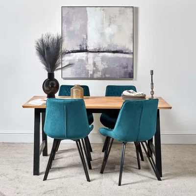 Woods Furniture Bromley 160cm Dining Table and 4 Chase Dining Chairs - Teal