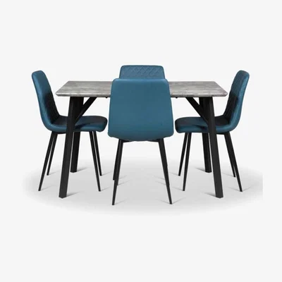 Woods Furniture Rocca Dining Table 120cm Ripley Chairs x4 Teal