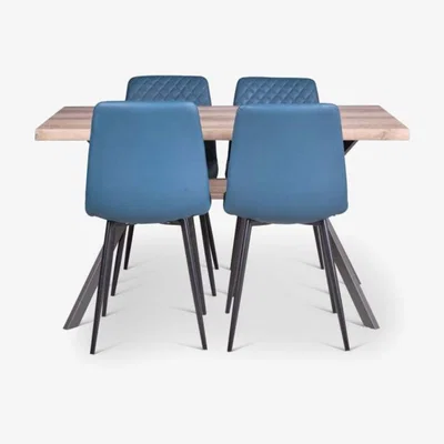 Woods Furniture Kamala Dining Table 140cm Ripley Chairs x4 Teal