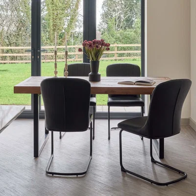 Woods Furniture Adelaide 180cm Dining Table with 4 Firenza Chairs in Black