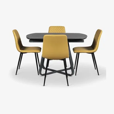 Woods Furniture Palermo Motion Dining Table Ripley Chairs x4 Mustard