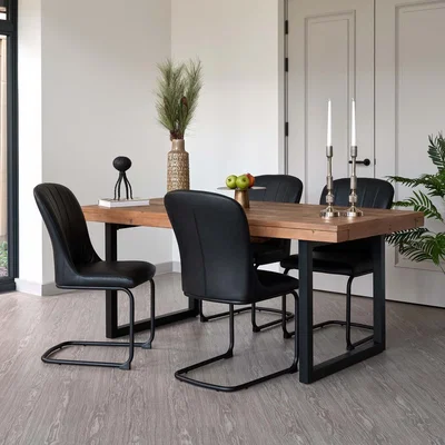 Woods Furniture Adelaide 180-240cm Extending Dining Table with 4 Firenza Chairs in Black