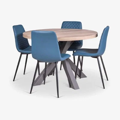 Woods Furniture Ridley Round Dining Table Ripley Chairs x4 Teal