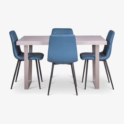 Woods Furniture Phoenix Dining Table 135cm Ripley Chairs x4 Teal