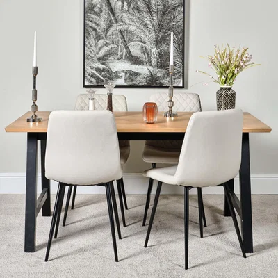 Woods Furniture Bromley 160cm Dining Table and 4 Ripley Dining Chairs - Chalk