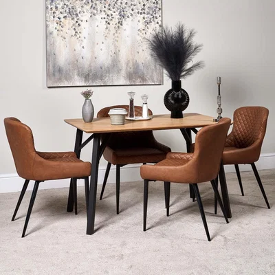Woods Furniture Lutina 120cm Dining Table and 4 Carlton Dining Chairs - Tan