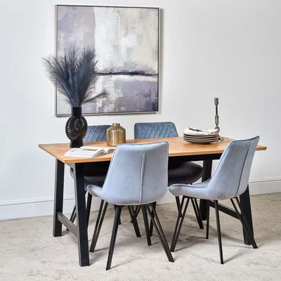 Woods Furniture Bromley 160cm Dining Table and 4 Chase Dining Chairs - Light Blue