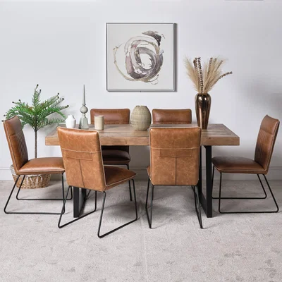 Woods Furniture Adelaide 180cm Dining Table and 6 Hardy Dining Chairs - Tan