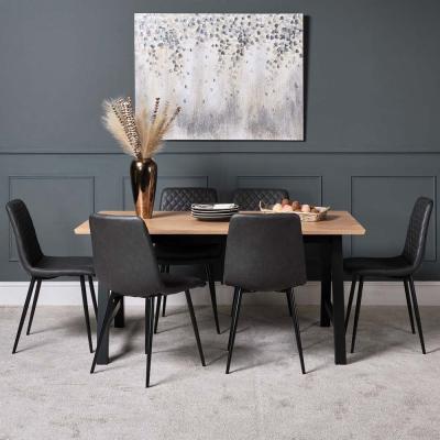 Woods Furniture Bromley Dining Table 160cm and 6 Ripley Dining Chairs - Grey