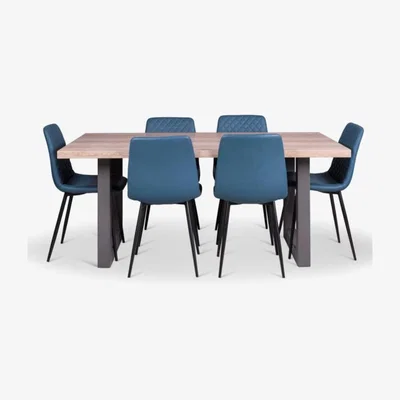 Woods Furniture Burton Dining Table 180cm Ripley Chairs x6 Teal