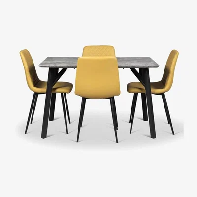 Woods Furniture Rocca Dining Table 120cm Ripley Chairs x4 Mustard