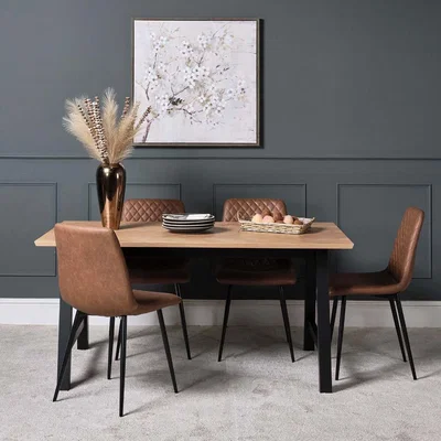 Woods Furniture Bromley Dining Table 160cm and 4 Ripley Dining Chairs - Tan