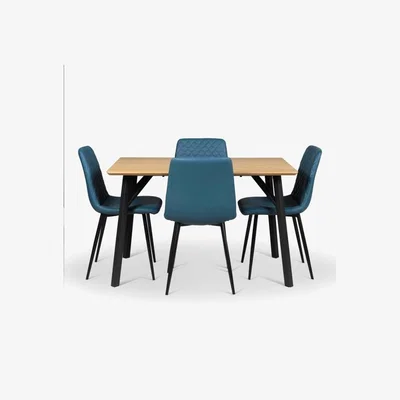 Woods Furniture Lutina Dining Table 120cm Ripley Chairs x4 Teal