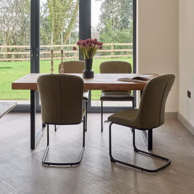 Woods Furniture Adelaide 180cm Dining Table with 4 Firenza Chairs in Olive