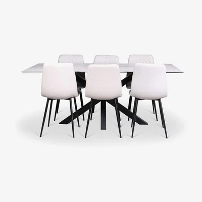 Woods Furniture Eastcote Dining Table 200cm Ripley Chairs x6 Chalk