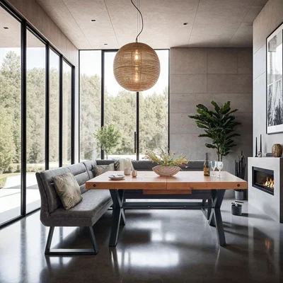 Woods Furniture Urban 140-180cm Extending Dining Table with Industrial Corner Bench in Grey