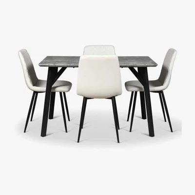 Woods Furniture Rocca Dining Table 120cm Ripley Chairs x4 Chalk