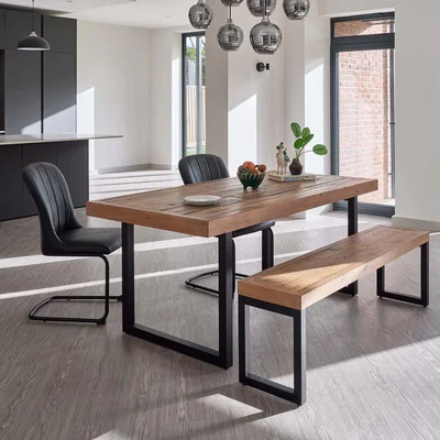 Woods Furniture Adelaide 180cm Dining Table with 2 Firenza Chairs in Black with Adelaide 155cm Bench