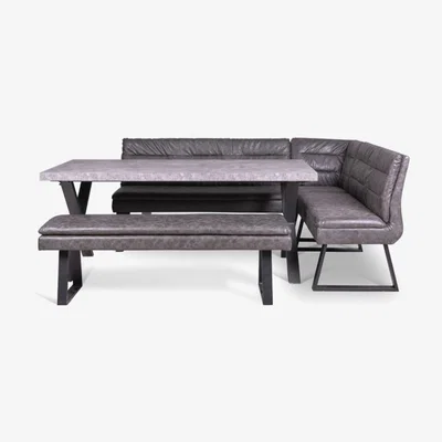 Woods Furniture Industrial Concrete Table 1900cm Industiral Corner Bench Ripley x2 Grey