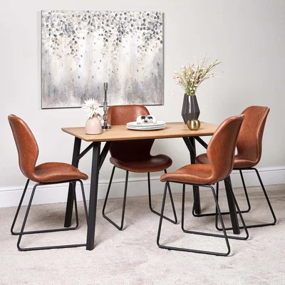 Woods Furniture Lutina 120cm Dining Table and 4 Callum Dining Chairs - Light Brown