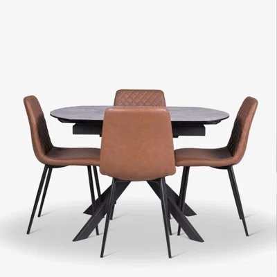 Woods Furniture Rocca Motion Dining Table Ripley Chairs x4 Tan